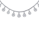 18K White Gold Pear Droplet Diamond Necklace