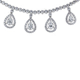 18K White Gold Pear Droplet Diamond Necklace