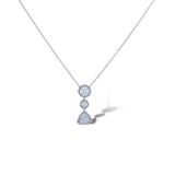 Platinum Round & Trillion Diamond Drop Pendant Necklace
