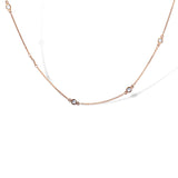 14K Rose Gold Bezel Set Diamond Station Chain Necklace