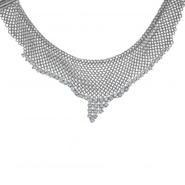 18K White Gold Waterfall Diamond Necklace