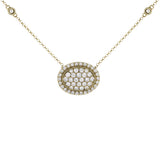 18K Yellow Gold Horizontal Oval Diamond Pendant Necklace