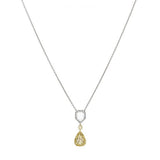 Platinum Pear Shaped Yellow Diamond And Rose Cut Diamond Halo Necklace