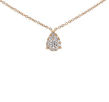 18K Rose Gold Round Diamond Pear Cluster Necklace