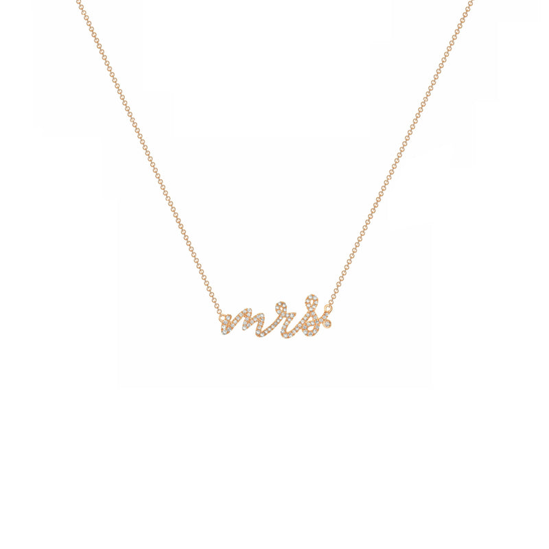 14K Rose Gold Mrs Monogram Necklace