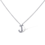 14K White Gold Letter 'J' Diamond Pendant Necklace