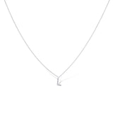 14K White Gold Letter 'L' Diamond Pendant Necklace