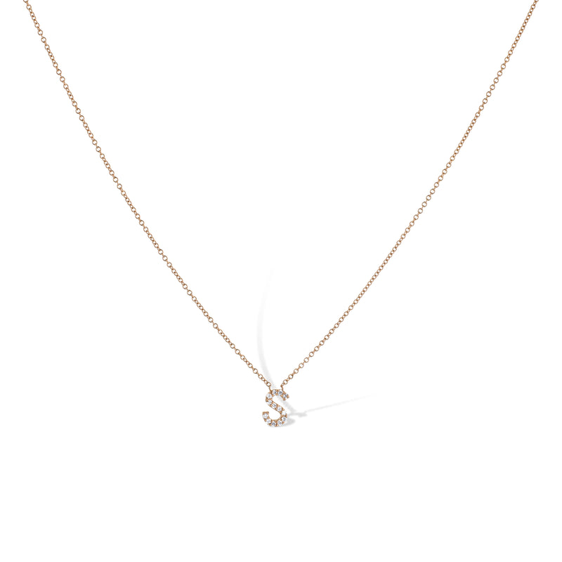 14K Rose Gold Letter 'S' Diamond Pendant Necklace