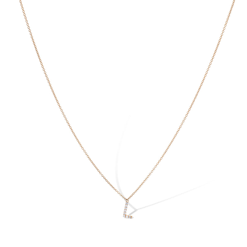 14K Rose Gold Letter 'L' Diamond Pendant Necklace