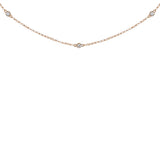 14K Rose Gold 12" Bezel Set Diamond Station Chain Necklace