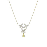 18K Custom Made Yellow Gold Pear And Marquis Diamond Butterfly Necklace