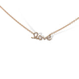 18K Rose Gold "Love" Pendant Attached To Rose Gold Chain