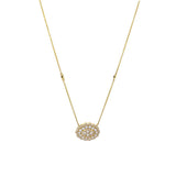 18K Yellow Gold Diamond Oval Cluster Pendant Necklace