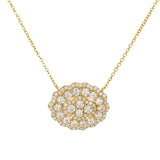 18K Yellow Gold Diamond Oval Cluster Pendant Necklace