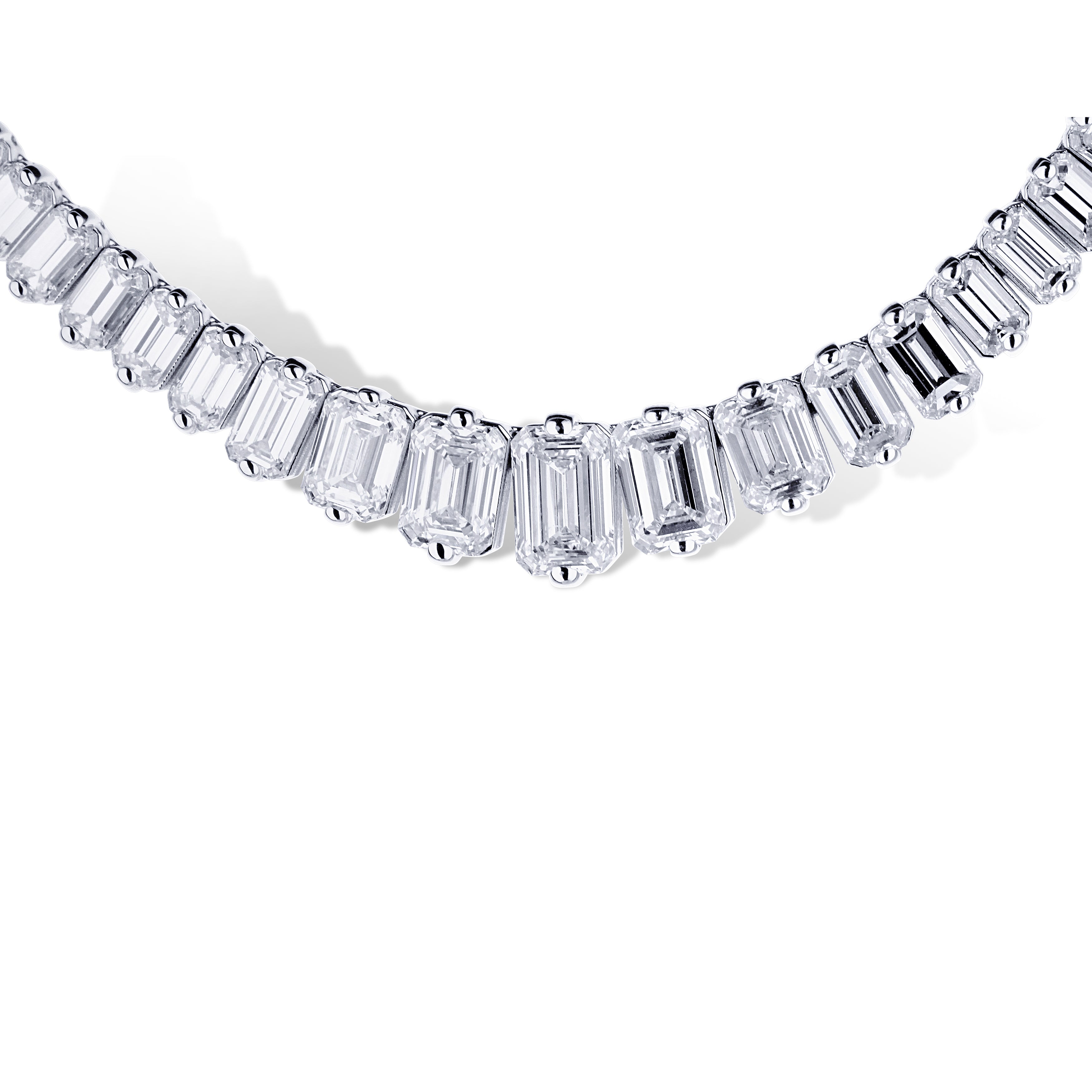 17 carat TW Emerald Cut Lab Diamond Tennis Necklace | Lauren B Jewelry