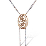 18K Rose Gold Oval Flower Long Dangle Ladies Necklace