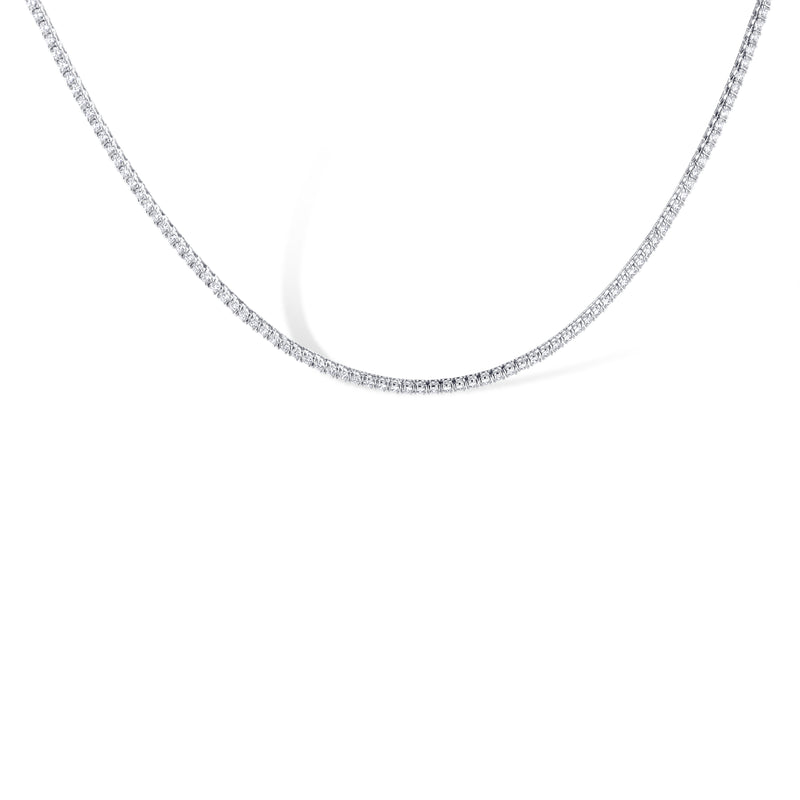 14K White Gold 5.21Ctw Thin Straight Tennis Necklace