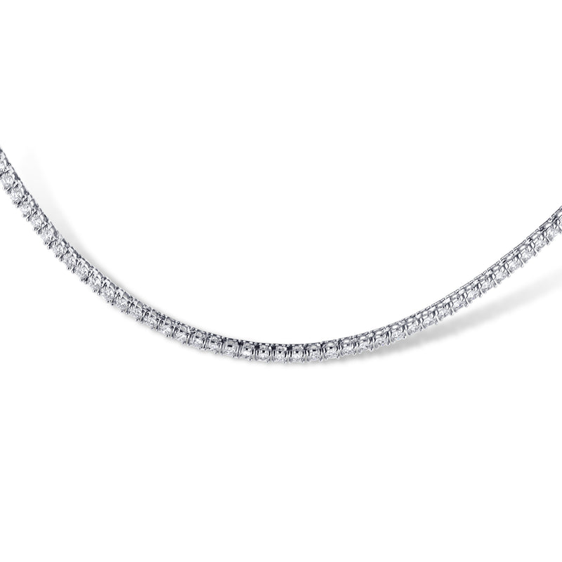 14K White Gold 5.21Ctw Thin Straight Tennis Necklace