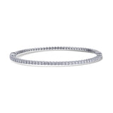 18K White Gold  Beaded Back Half Way Diamond Bangle
