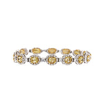 18K Two-Tone Oval Tennis Bracelet With 16 Yellow Diamonds Halo Style