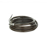 18K White Gold Grey Leather Grey Diamond Hook Wrap Bracelet