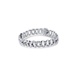 18K White Gold Cuban Link Alternating Diamond Bracelet