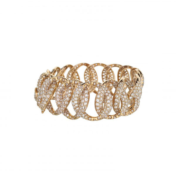 18K Rose Gold Diamond Studded Curb-Style Bracelet
