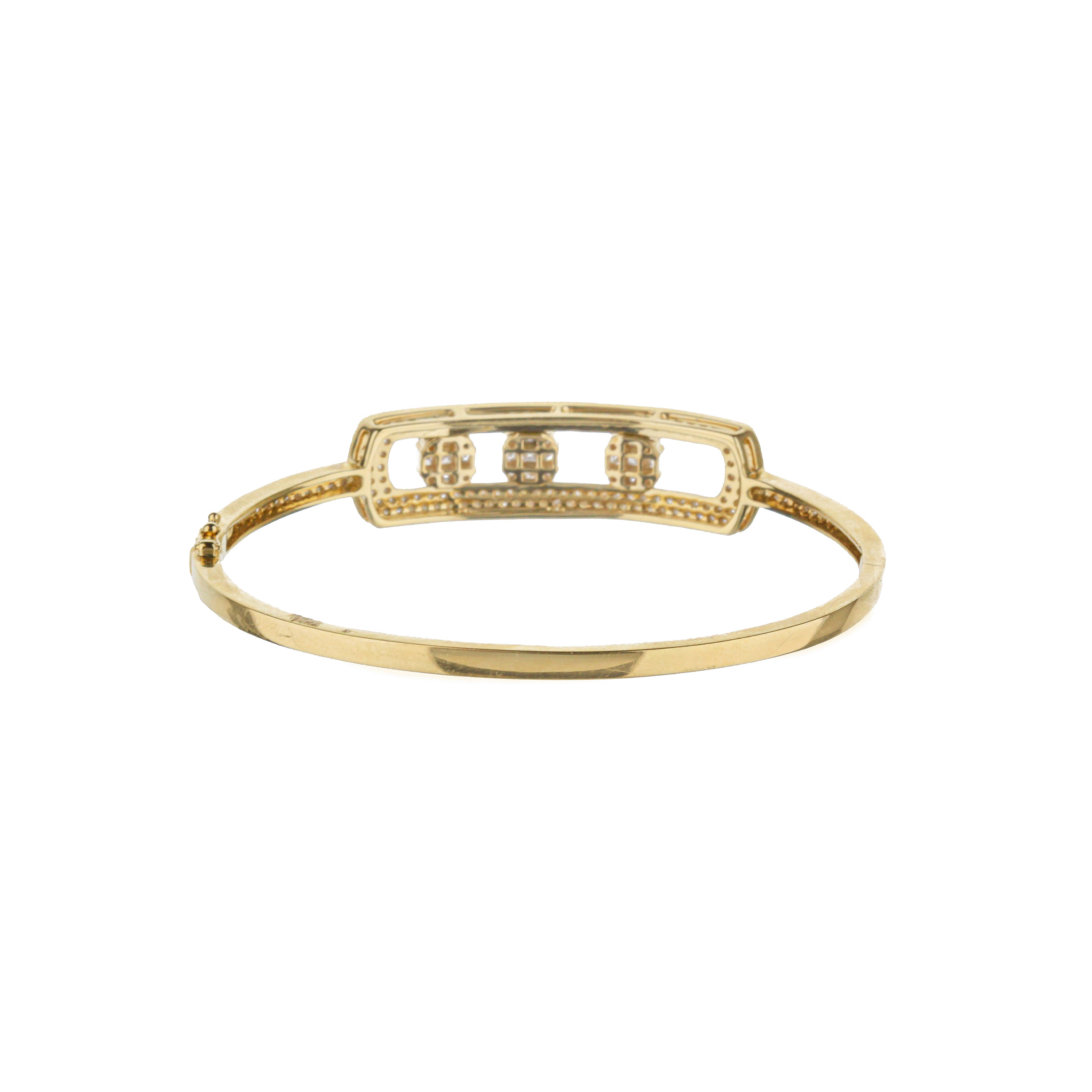 Odelia 18K Yellow Gold Assher Cut Diamond 3-Slider Bar Bangle