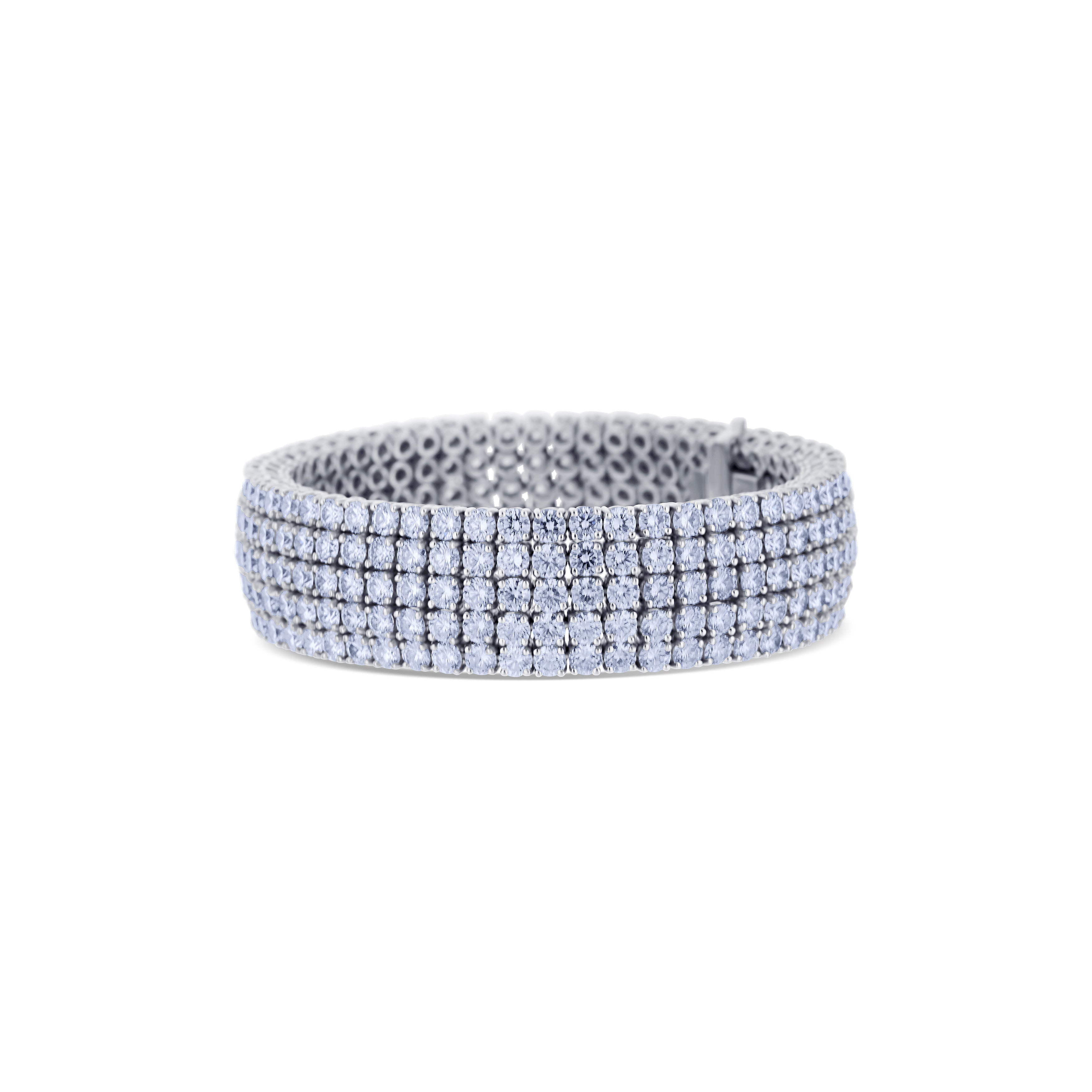 18K White Gold 5-Row Round Diamond Bracelet