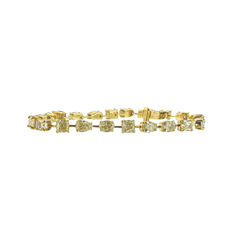 18K Yellow Gold Alternating-Cut Fancy Yellow Diamond Bracelet