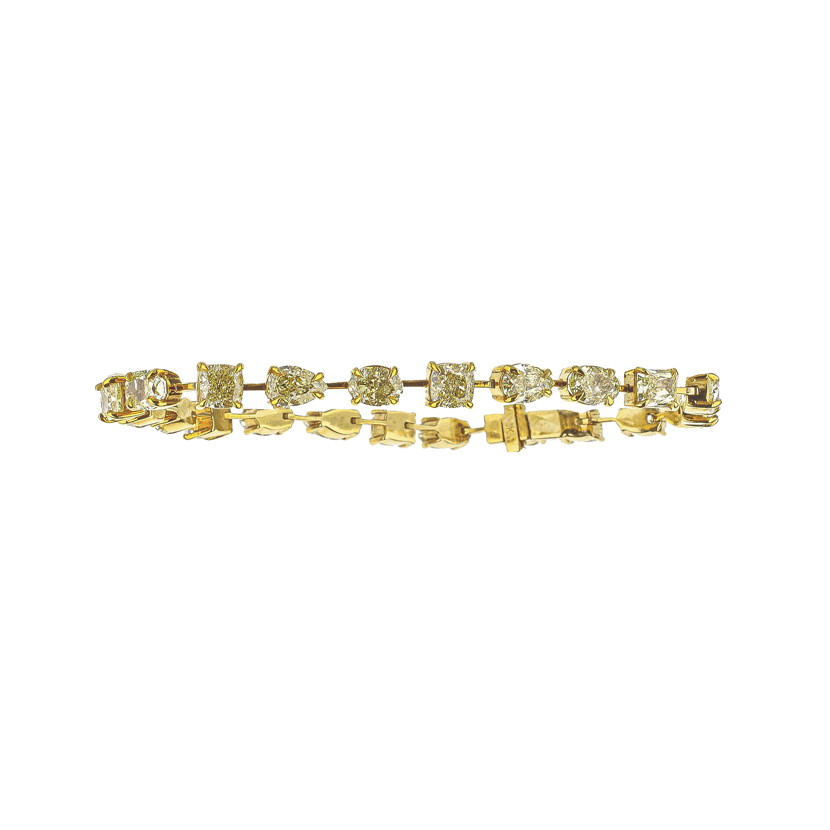18K Yellow Gold Alternating-Cut Fancy Yellow Diamond Bracelet