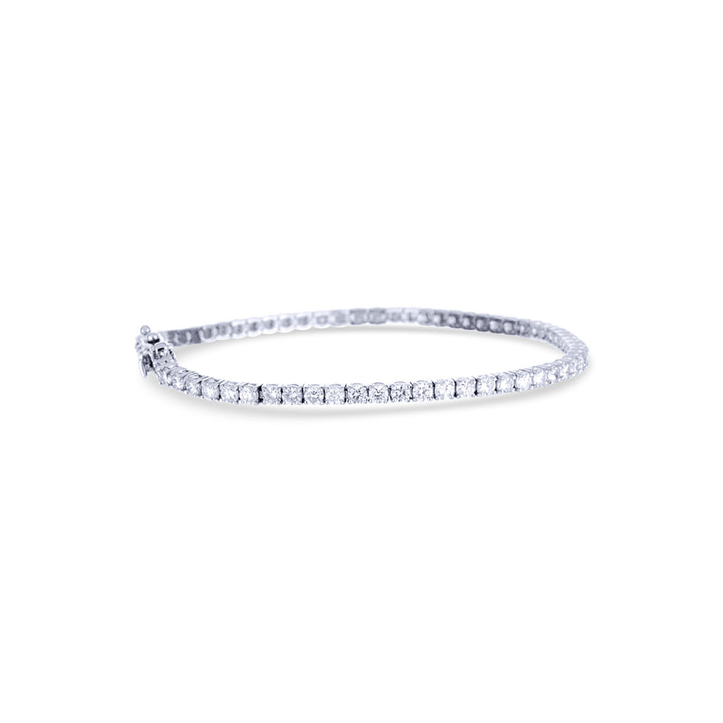 14K White Gold Round Diamond Prong Set Tennis Bracelet