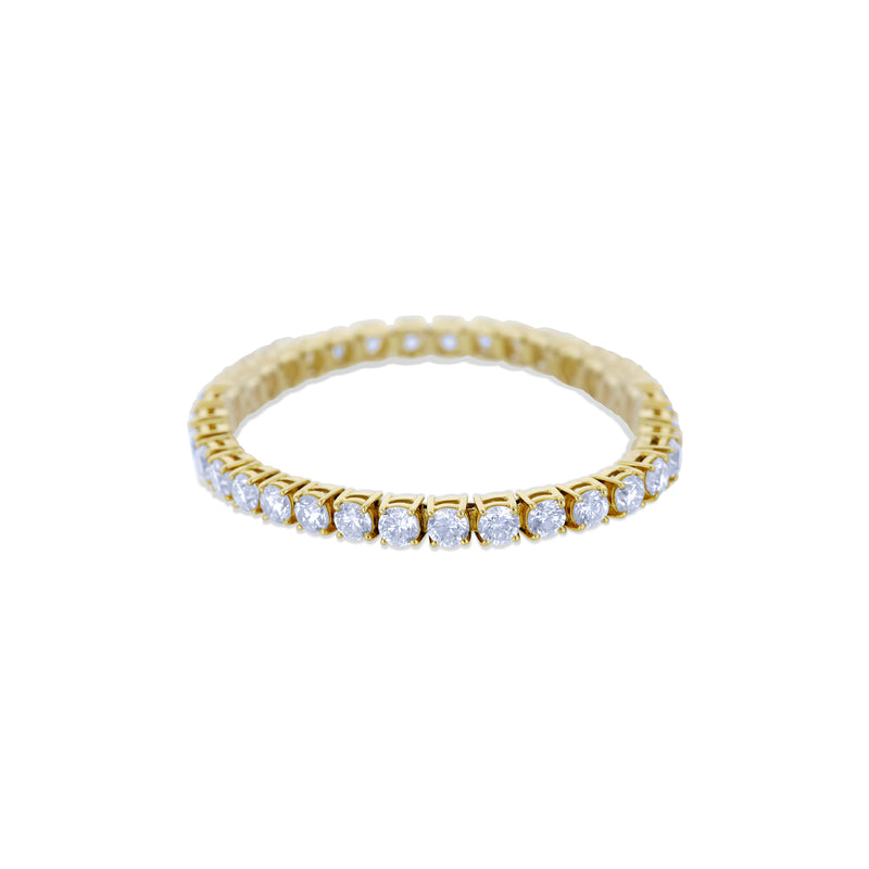 18K Yellow Gold Round Diamond Tennis Bracelet