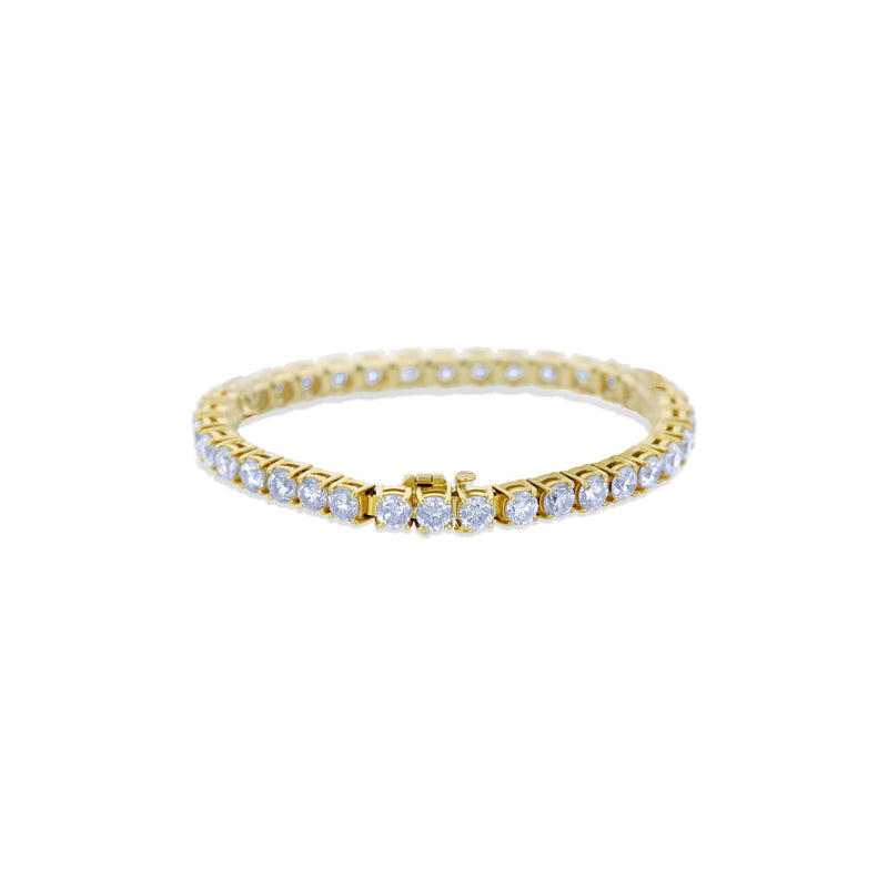 18K Yellow Gold Round Diamond Tennis Bracelet