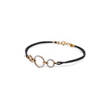 18K Rose Gold Triple Pave Diamond Open Circle On Black Rope