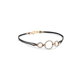 18K Rose Gold Triple Pave Diamond Open Circle On Black Rope