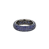 18K White Gold Pave Blue Sapphire Eternity Domed Band