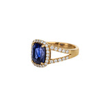 18K Rose Gold Cushion-Cut Blue Sapphire Split-Shank Ring