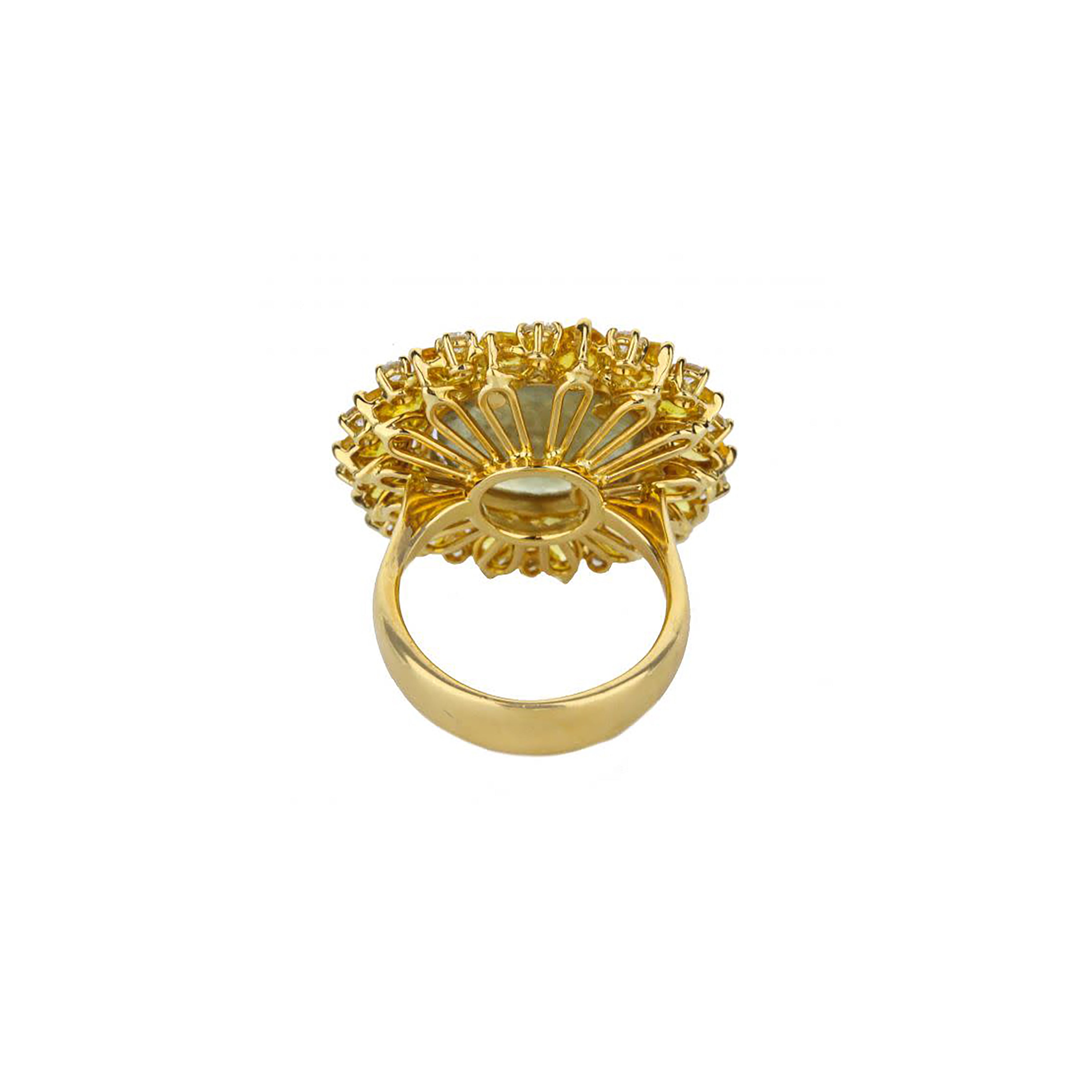 18K Yellow Gold Yellow Sapphire & Diamond Burst Ring
