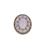 18K Rose Gold Moonstone, Diamond, & Champagne Diamond Oval Ring