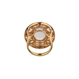 18K Rose Gold Moonstone, Diamond, & Champagne Diamond Oval Ring