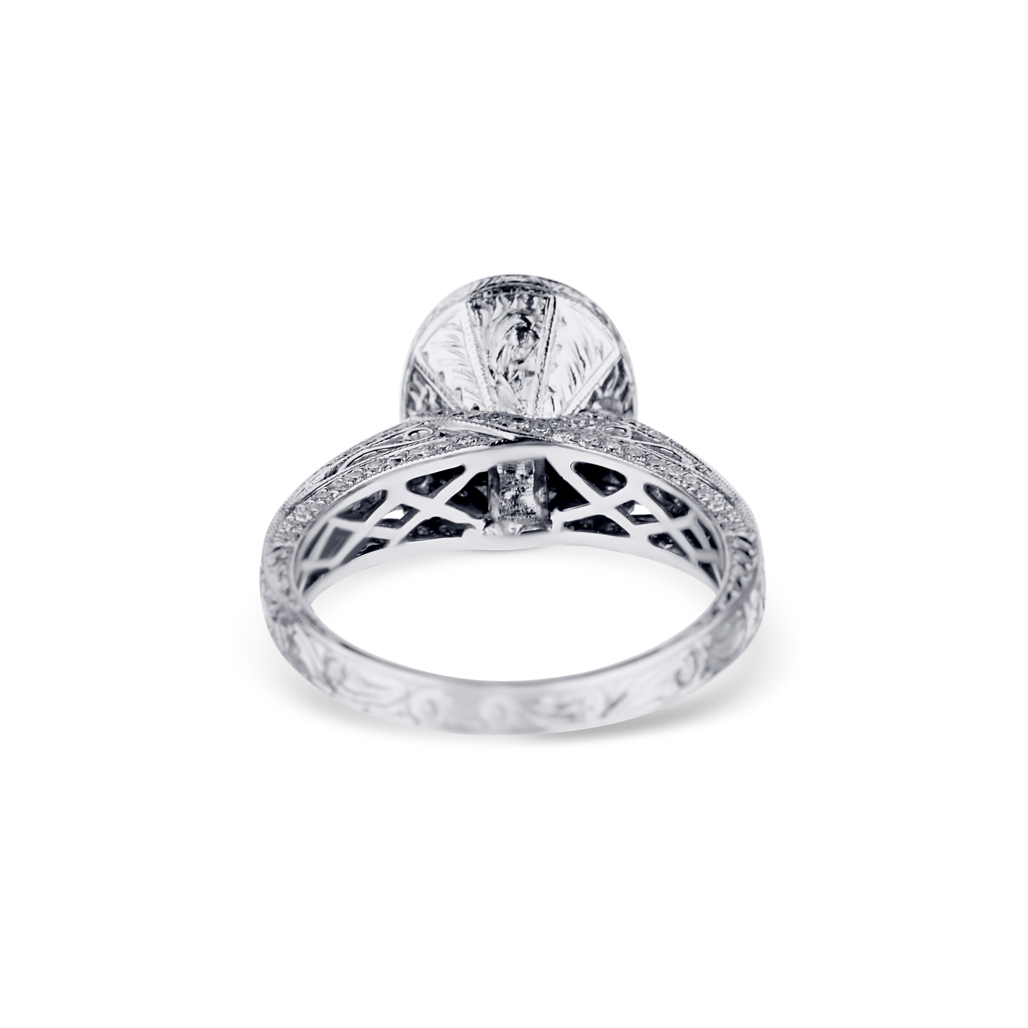 18K White Gold Dark Sapphire Diamond Ring