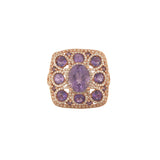 14K Rose Gold Purple Amethyst & Diamond Cushion Platform Ring