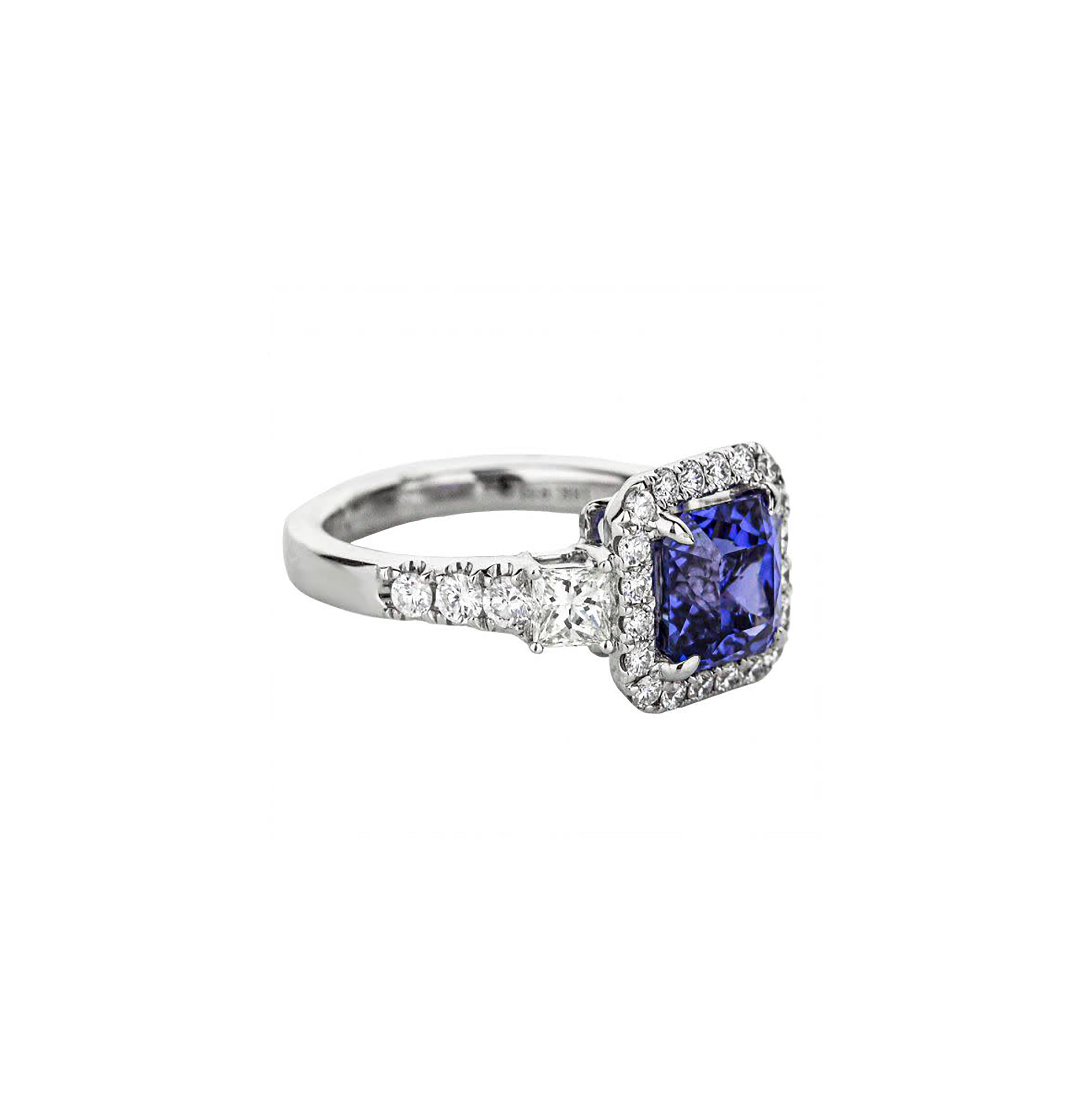 JeenMata 1 Carat Ceylon Blue - Princess Cut Lab Created Blue Sapphire Ring  - 3 Stone Lab Created Blue Sapphire Ring - Lab Created Blue Sapphire -  Engagement Ring - 18K White Gold over Silver - Walmart.com