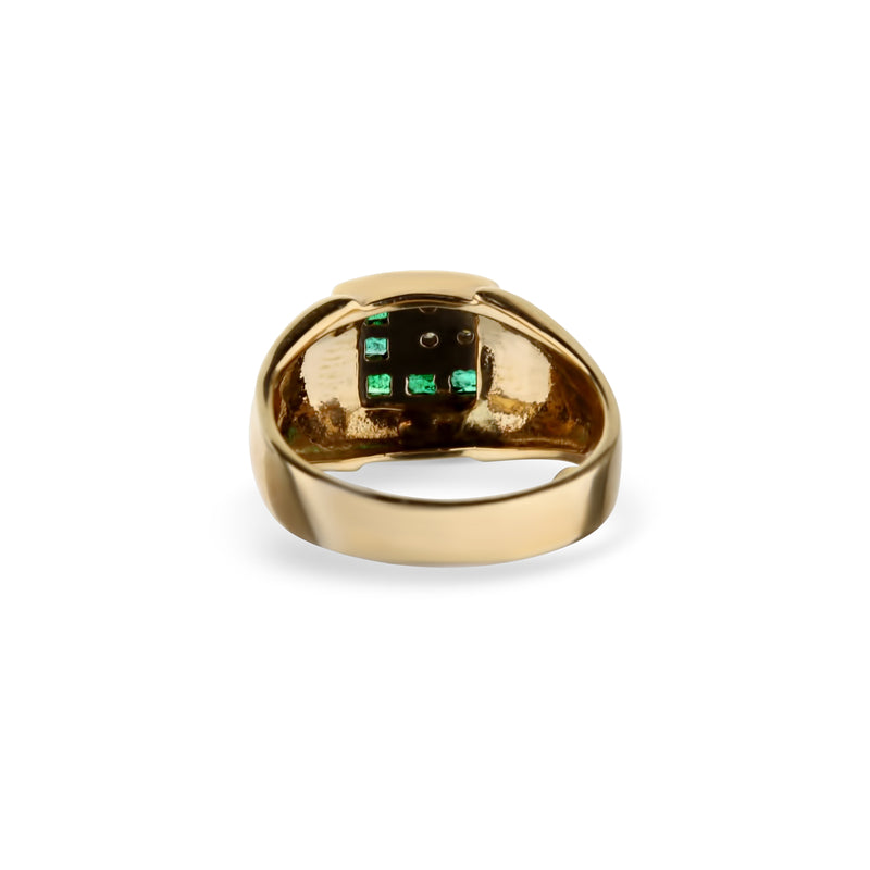 14k Yellow Gold Emerald Diamond Ring