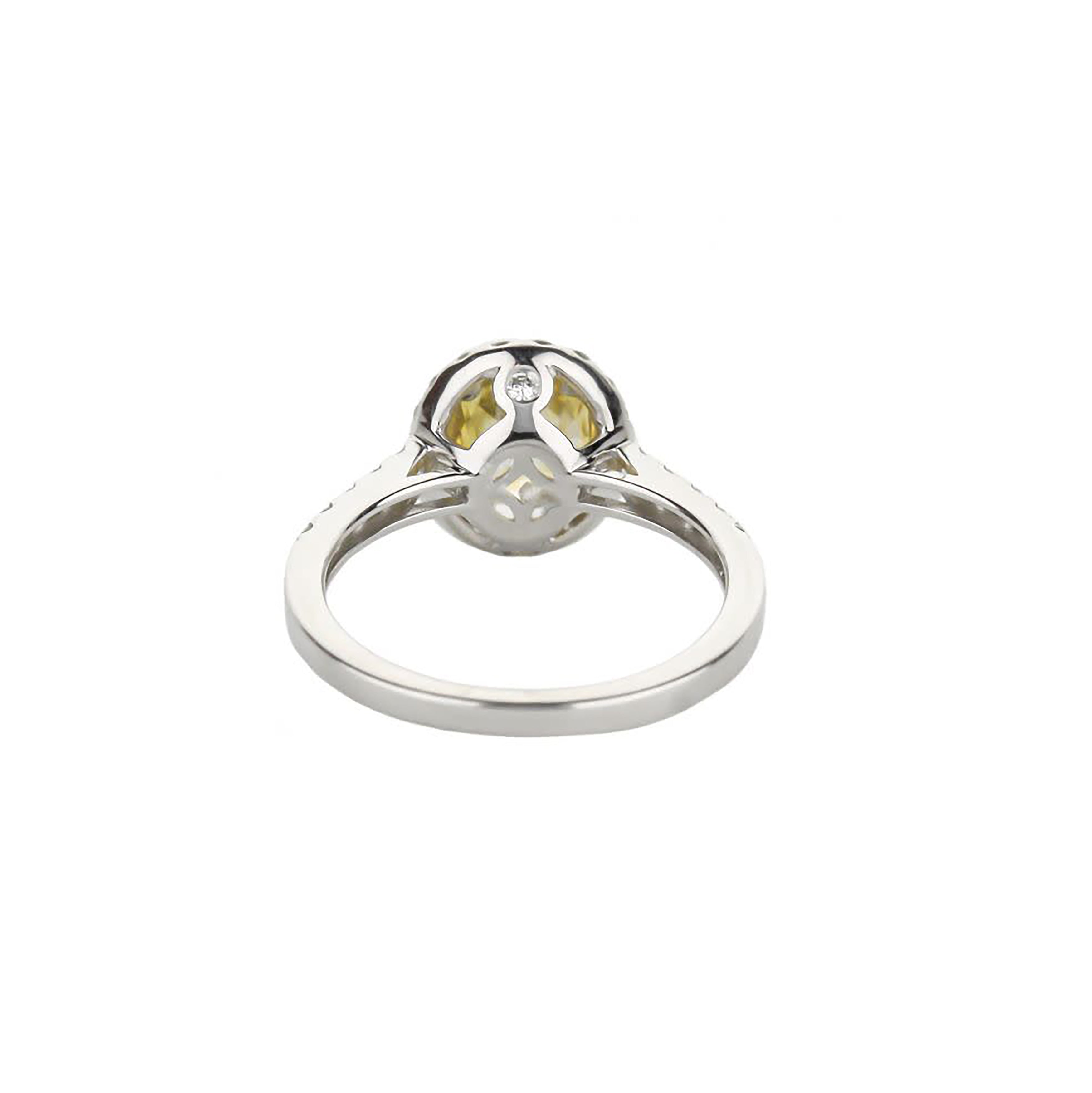 18K White Gold Yellow Sapphire Oval Diamond Halo Ring