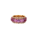 18K Rose Gold Oval Pink Sapphire And Diamond Eternity Ring