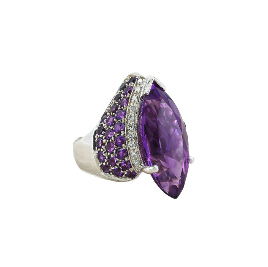 Art Deco Marquise Amethyst And Diamond Ring