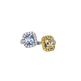 18K White And Yellow Gold Bypass Blue And Yellow Sapphire Ring