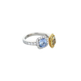 18K White And Yellow Gold Bypass Blue And Yellow Sapphire Ring